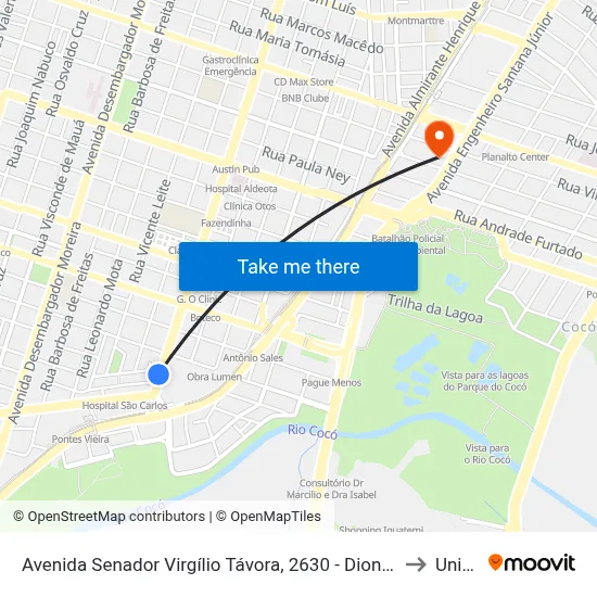 Avenida Senador Virgílio Távora, 2630 - Dionísio Torres to Uninta map