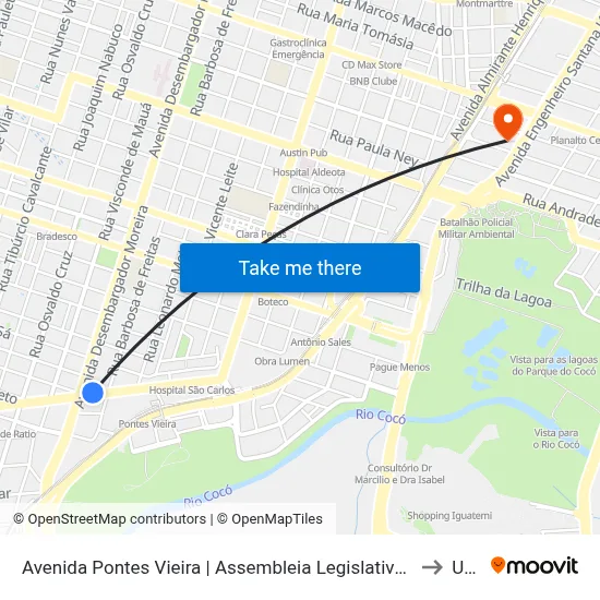 Avenida Pontes Vieira | Assembleia Legislativa Do Estado Do Ceará - Dionísio Torres to Uninta map
