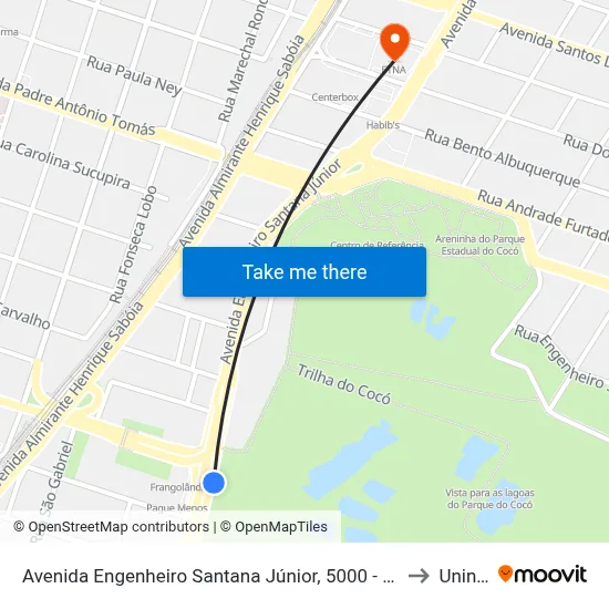 Avenida Engenheiro Santana Júnior, 5000 - Cocó to Uninta map