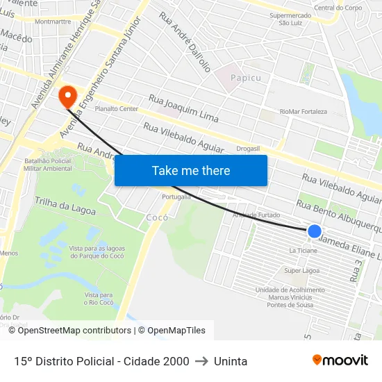 15º Distrito Policial - Cidade 2000 to Uninta map