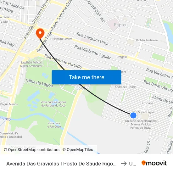 Avenida Das Graviolas I Posto De Saúde Rigoberto Romero - Cidade 2000 to Uninta map