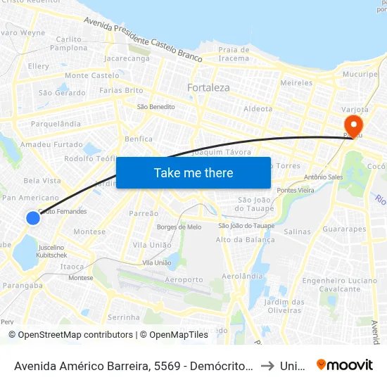 Avenida Américo Barreira, 5569 - Demócrito Rocha to Uninta map