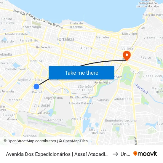 Avenida Dos Expedicionários | Assaí Atacadista - Jardim América to Uninta map