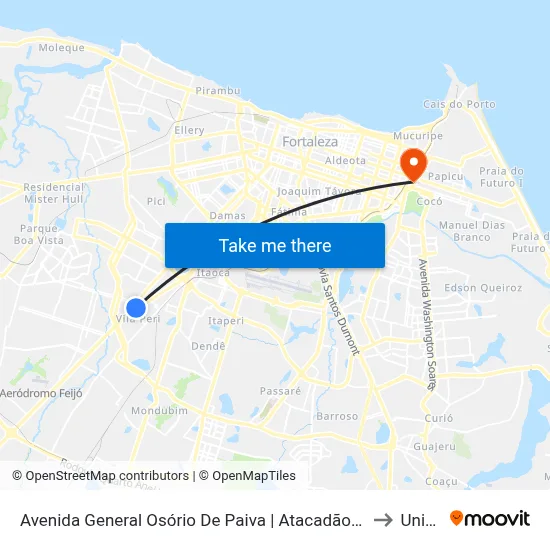 Avenida General Osório De Paiva | Atacadão - Vila Peri to Uninta map