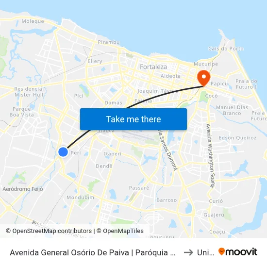 Avenida General Osório De Paiva | Paróquia São José - Vila Peri to Uninta map