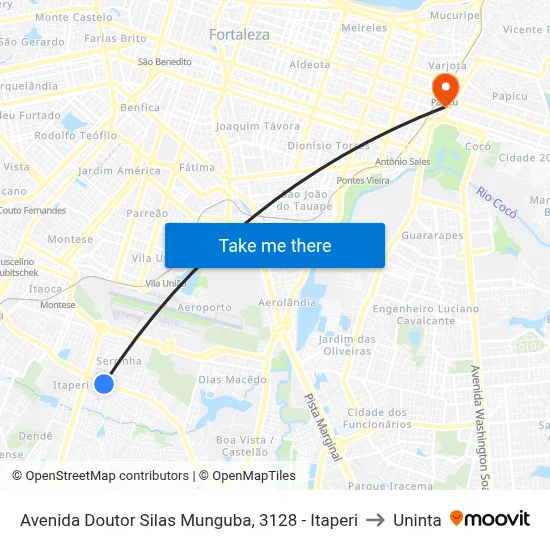 Avenida Doutor Silas Munguba, 3128 - Itaperi to Uninta map