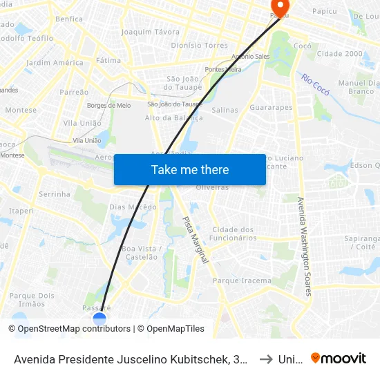 Avenida Presidente Juscelino Kubitschek, 3753 - Passaré to Uninta map