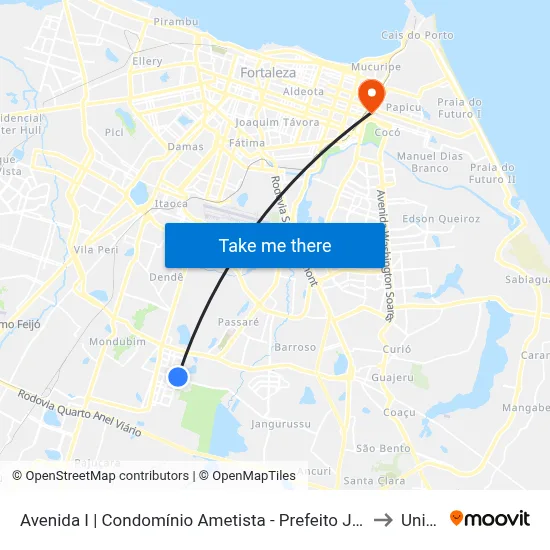 Avenida I | Condomínio Ametista - Prefeito José Walter to Uninta map