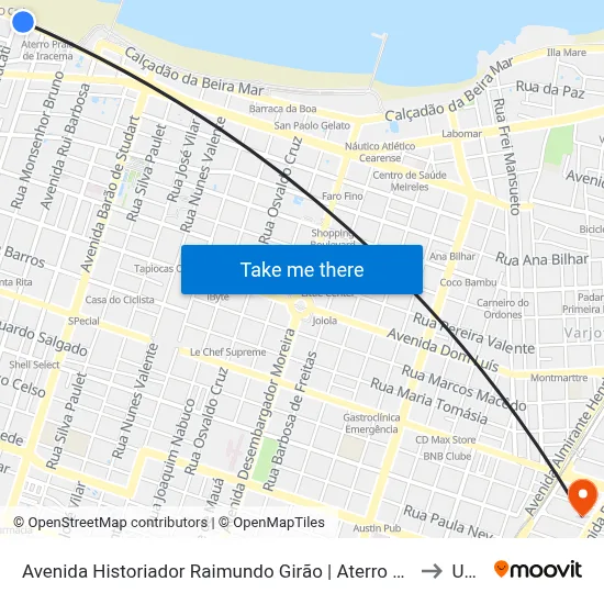 Avenida Historiador Raimundo Girão | Aterro Da Praia De Iracema - Meireles to Uninta map