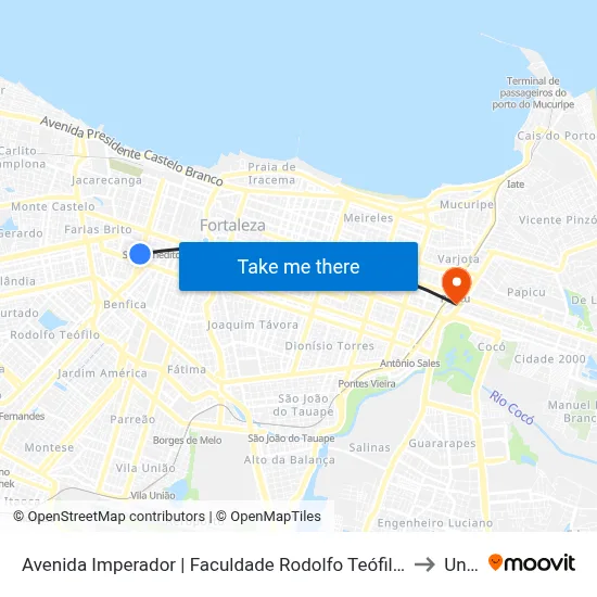 Avenida Imperador | Faculdade Rodolfo Teófilo (Seletivo) - Farias Brito to Uninta map