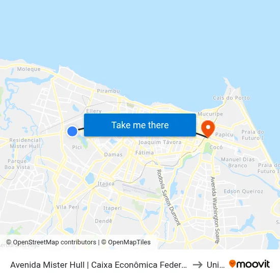 Avenida Mister Hull | Caixa Econômica Federal - Padre Andrade to Uninta map