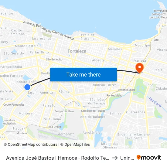 Avenida José Bastos | Hemoce - Rodolfo Teófilo to Uninta map