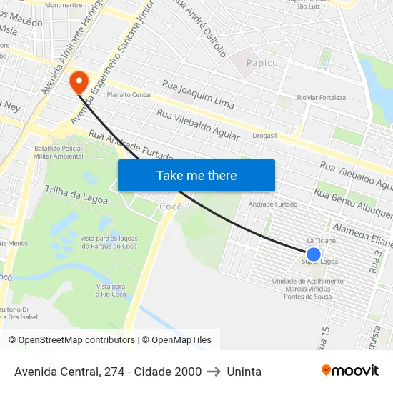 Avenida Central, 274 - Cidade 2000 to Uninta map
