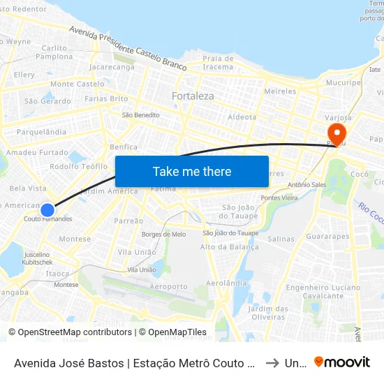 Avenida José Bastos | Estação Metrô Couto Fernandes - Bela Vista to Uninta map