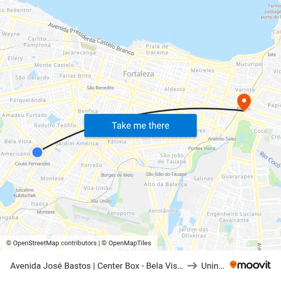Avenida José Bastos | Center Box - Bela Vista to Uninta map