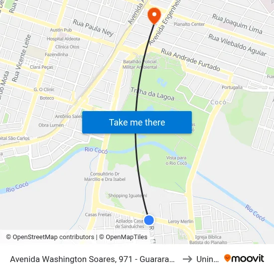 Avenida Washington Soares, 971 - Guararapes to Uninta map
