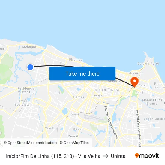 Início/Fim De Linha (115, 213) - Vila Velha to Uninta map