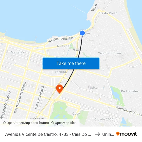 Avenida Vicente De Castro, 4733 - Cais Do Porto to Uninta map