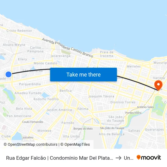 Rua Edgar Falcão | Condomínio Mar Del Plata - Presidente Kennedy to Uninta map