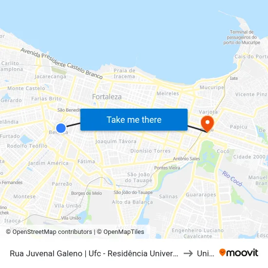 Rua Juvenal Galeno | Ufc - Residência Universitária - Benfica to Uninta map