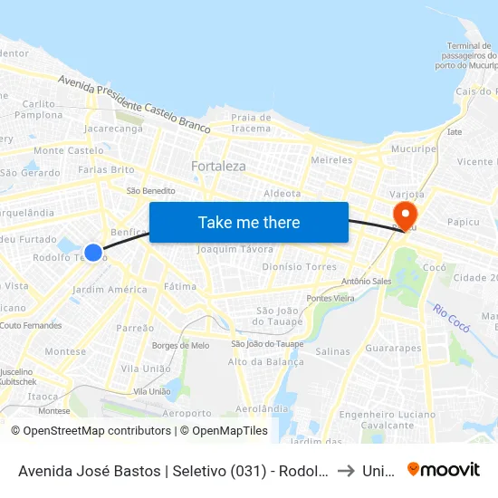 Avenida José Bastos | Seletivo (031) - Rodolfo Teófilo to Uninta map