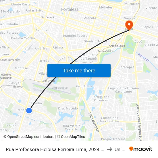 Rua Professora Heloísa Ferreira Lima, 2024 - Itaperi to Uninta map