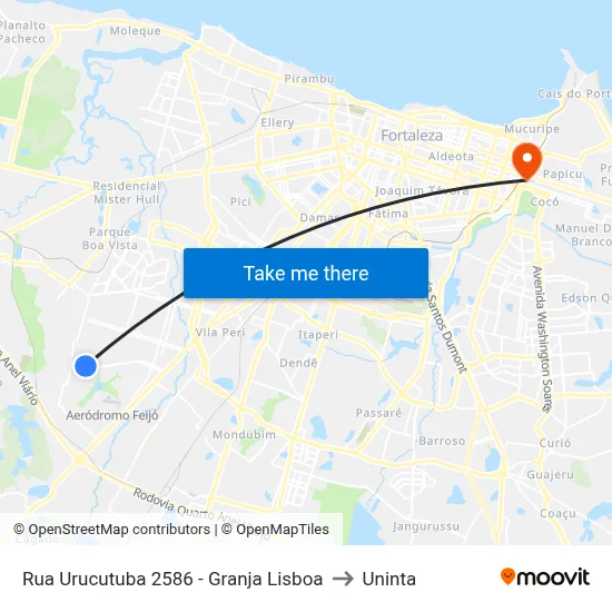 Rua Urucutuba 2586 - Granja Lisboa to Uninta map
