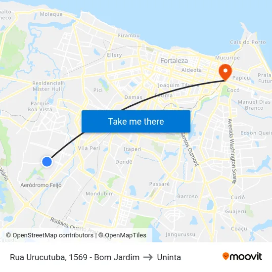 Rua Urucutuba, 1569 - Bom Jardim to Uninta map