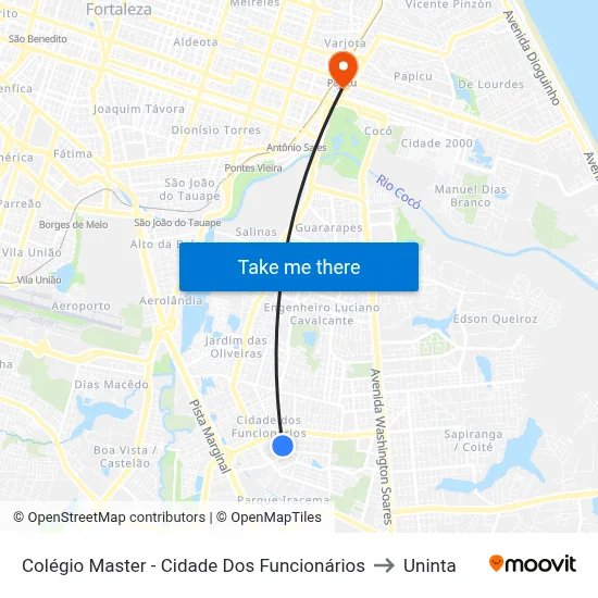 Colégio Master - Cidade Dos Funcionários to Uninta map
