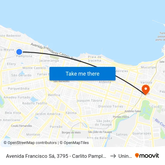 Avenida Francisco Sá, 3795 - Carlito Pamplona to Uninta map