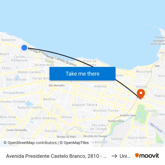 Avenida Presidente Castelo Branco, 2810 - Pirambu to Uninta map