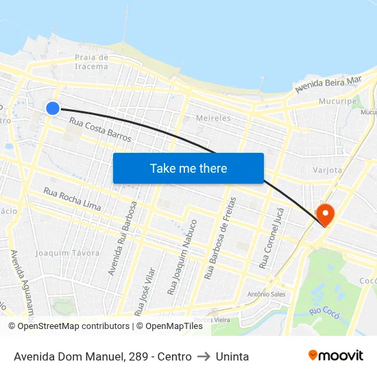 Avenida Dom Manuel, 289 - Centro to Uninta map