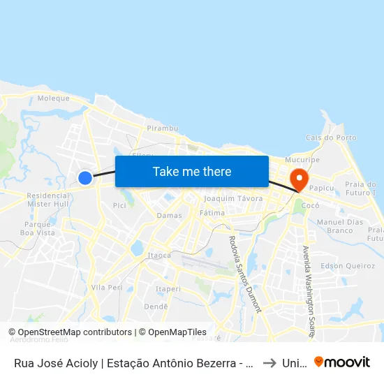 Rua José Acioly | Estação Antônio Bezerra - Antônio Bezerra to Uninta map