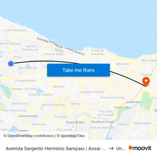 Avenida Sargento Hermínio Sampaio | Assaí - Presidente Kennedy to Uninta map