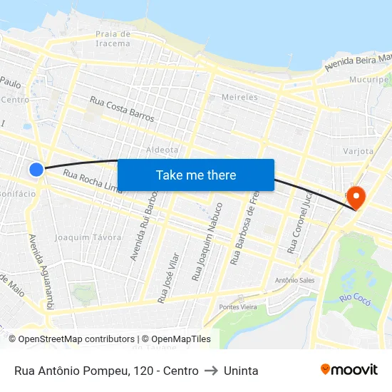 Rua Antônio Pompeu, 120 - Centro to Uninta map