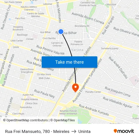 Rua Frei Mansueto, 780 - Meireles to Uninta map