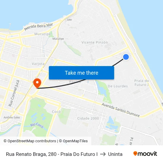 Rua Renato Braga, 280 - Praia Do Futuro I to Uninta map