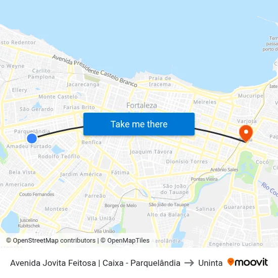 Avenida Jovita Feitosa | Caixa - Parquelândia to Uninta map