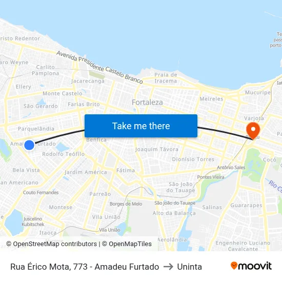 Rua Érico Mota, 773 - Amadeu Furtado to Uninta map