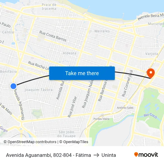Avenida Aguanambi, 802-804 - Fátima to Uninta map
