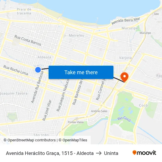 Avenida Heráclito Graça, 1515 - Aldeota to Uninta map