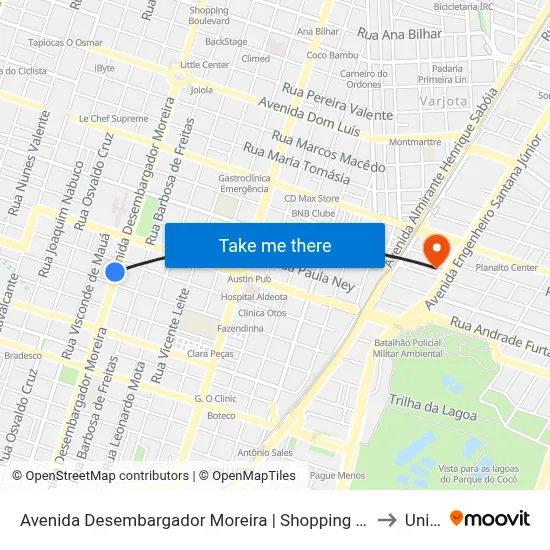 Avenida Desembargador Moreira | Shopping Romcy - Aldeota to Uninta map