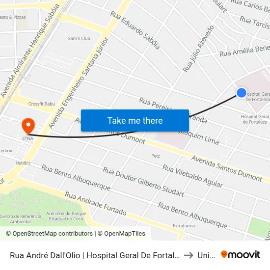 Rua André Dall'Olio | Hospital Geral De Fortaleza - Papicu to Uninta map