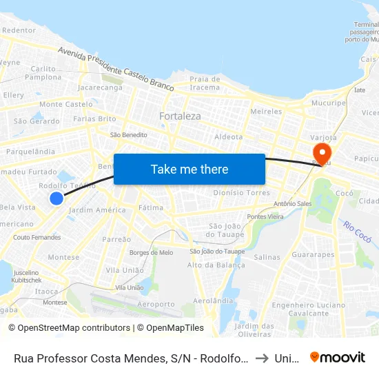 Rua Professor Costa Mendes, S/N - Rodolfo Téofilo to Uninta map