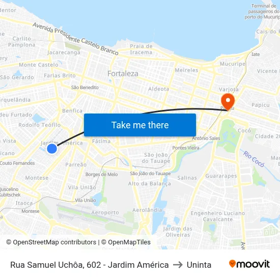 Rua Samuel Uchôa, 602 - Jardim América to Uninta map