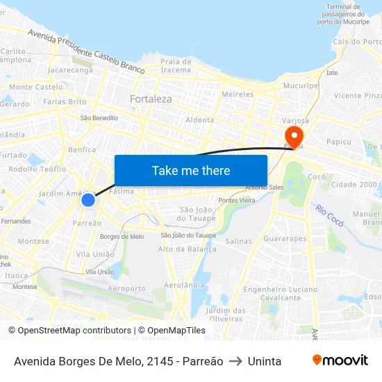 Avenida Borges De Melo, 2145 - Parreão to Uninta map