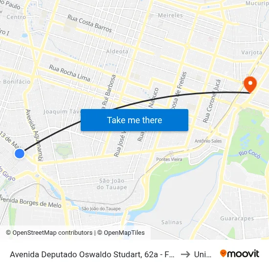 Avenida Deputado Oswaldo Studart, 40 - Fátima to Uninta map
