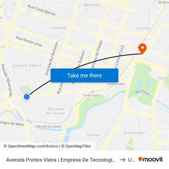 Avenida Pontes Vieira | Empresa De Tecnologia Da Informação Do Ceará - São João Do Tauape to Uninta map