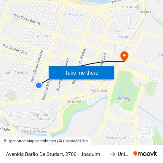 Avenida Barão De Studart, 2780 - Joaquim Távora to Uninta map