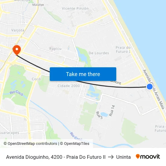 Avenida Dioguinho, 4200 - Praia Do Futuro II to Uninta map